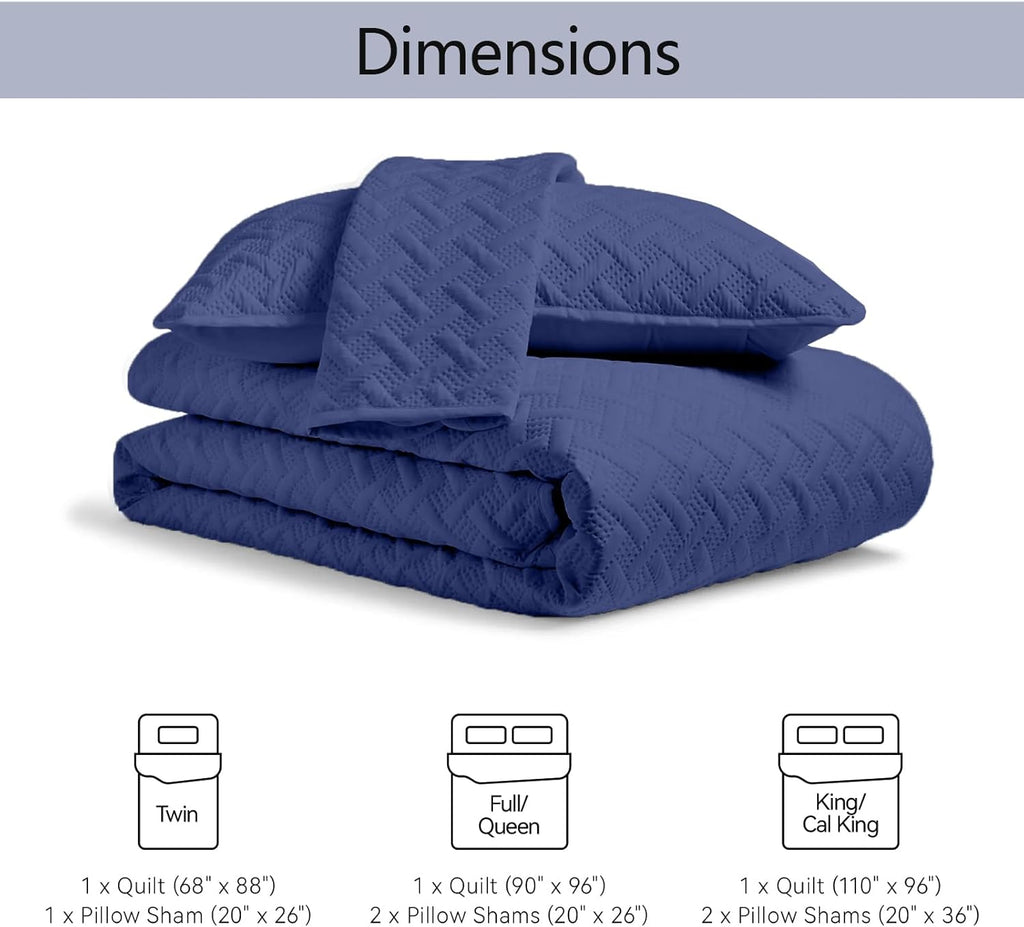 Quilted Bedspread – Ultra-soft, lightweight navy blue microfiber coverlet.