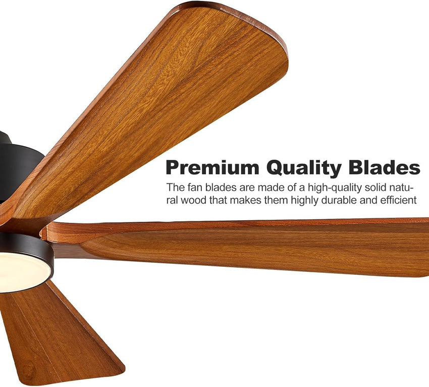 Ceiling Fans with Lights. 60 inch Outdoor Ceiling Fans with Lights for Patio and Remote Control. Modern Ceiling Fan with Light. 5 Solid Wood Blades 6-Speed Reversible DC Motor (Dark Brown)