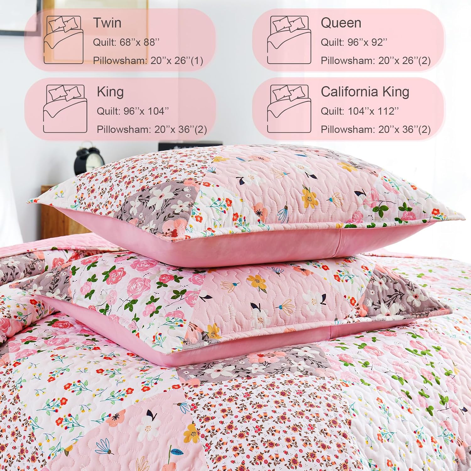 Bohemian floral patchwork quilt (Queen Size).