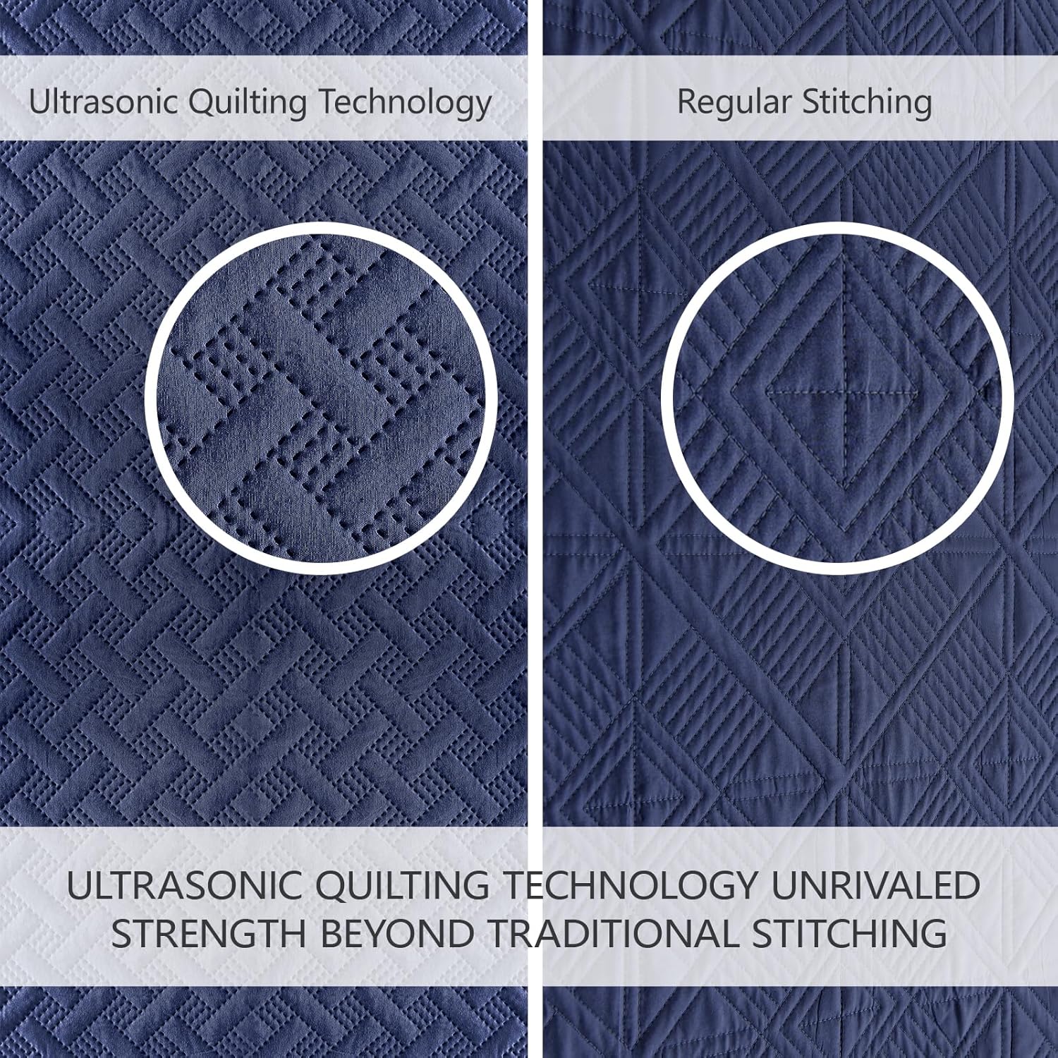 Quilted Bedspread – Ultra-soft, lightweight navy blue microfiber coverlet.