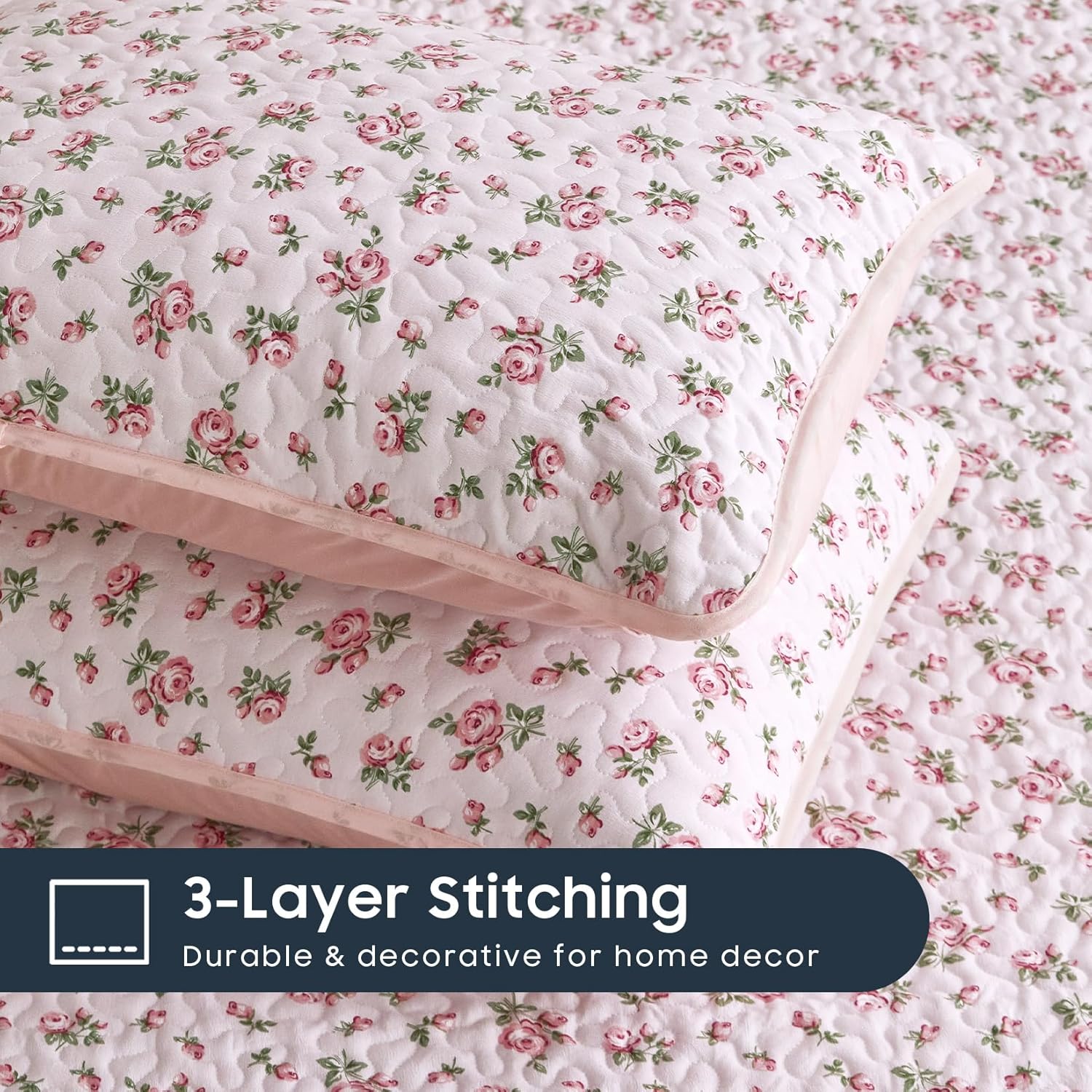 Floral quilt set. Designed for women and young girls, featuring "Coquette" and cottagecore styles.
