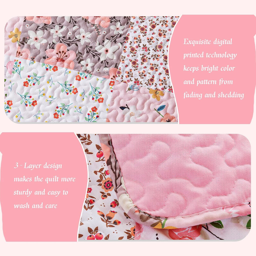 Bohemian floral patchwork quilt (Queen Size).