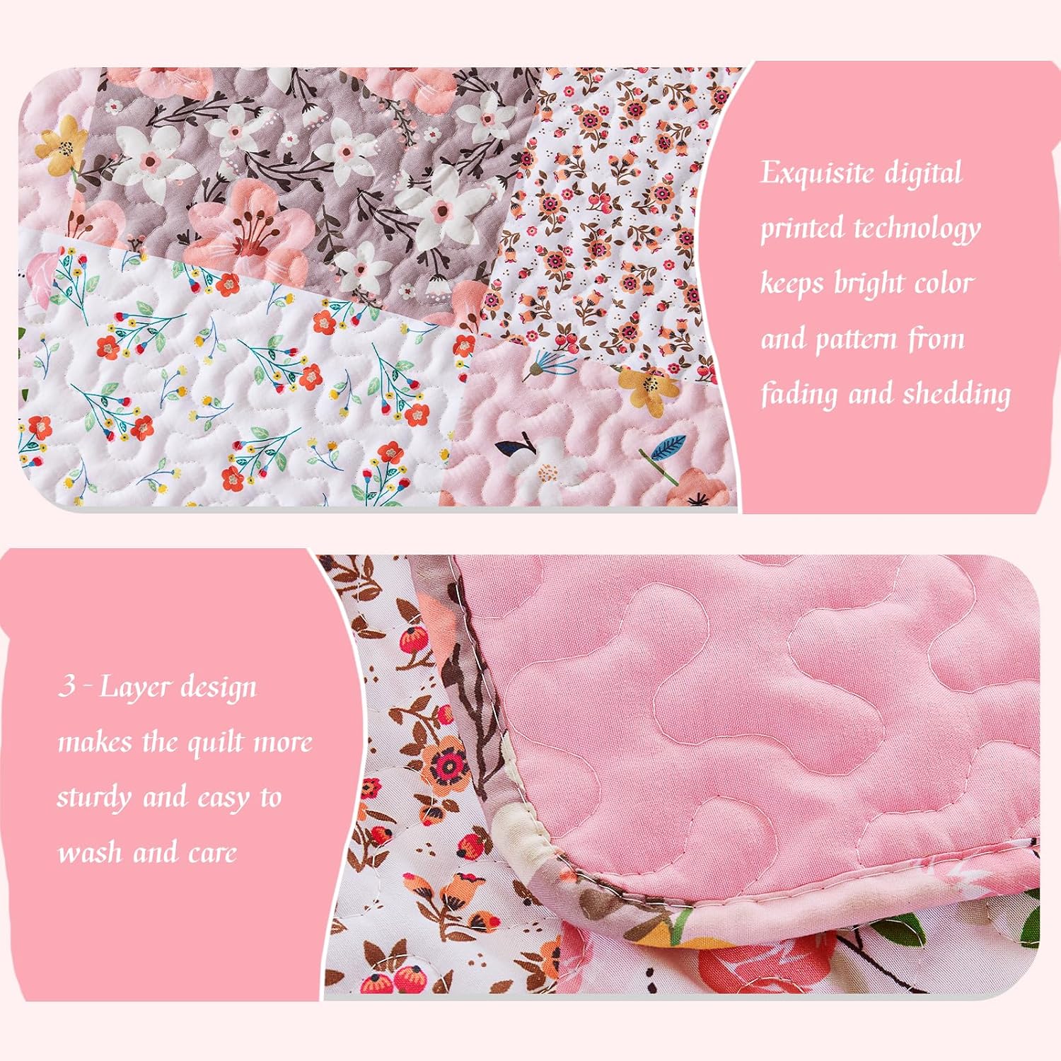 Bohemian floral patchwork quilt (Queen Size).