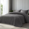 Quilted Bedspread — Grey Basket-Weave Pattern (Queen Size). Soft Quilted Bedding Set.