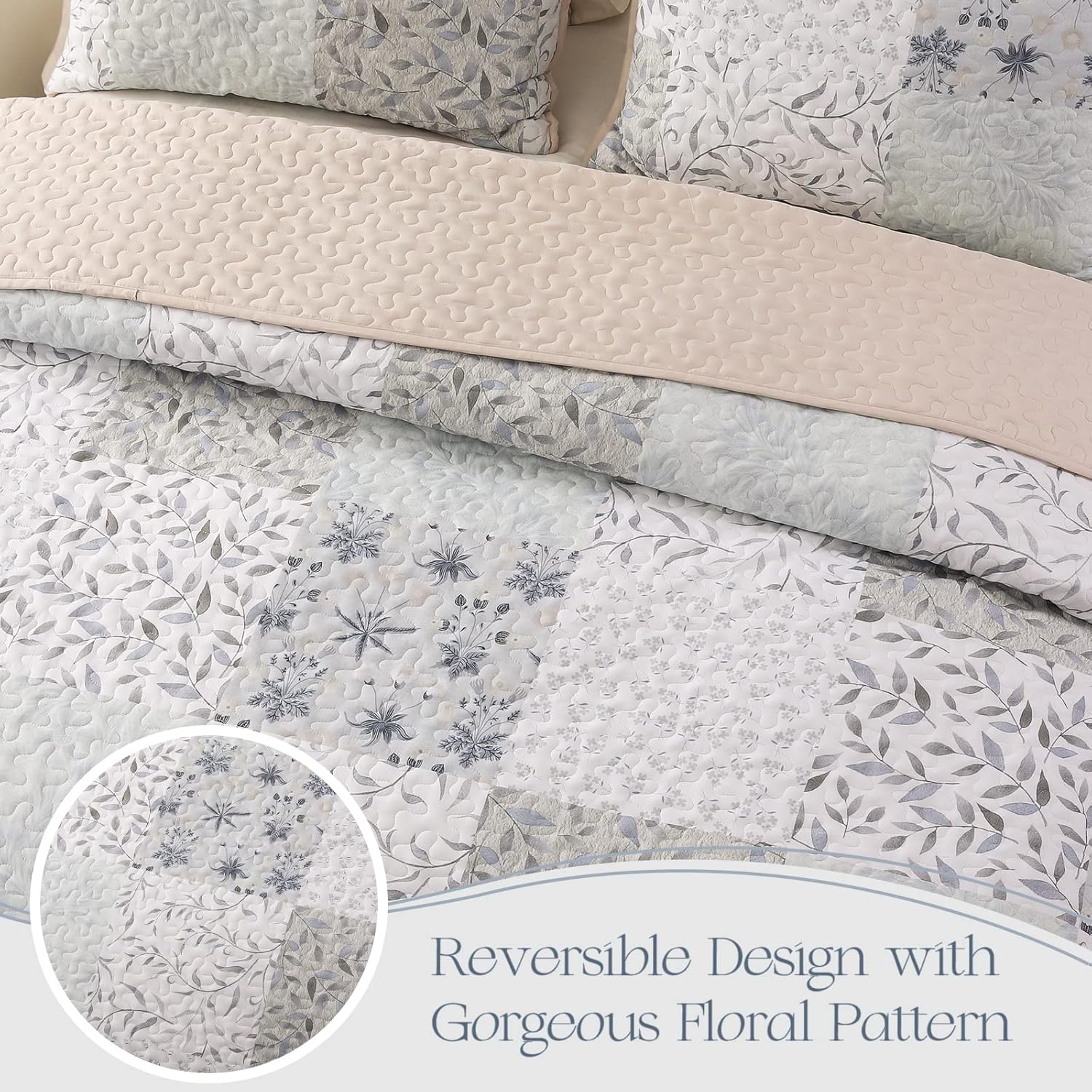 Reversible Bohemian-style quilted blanket (Queen Size).