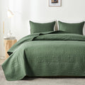 Quilted Bedding Set — Olive Green Ultrasonic Embossed Full/Queen Comforter Set.
