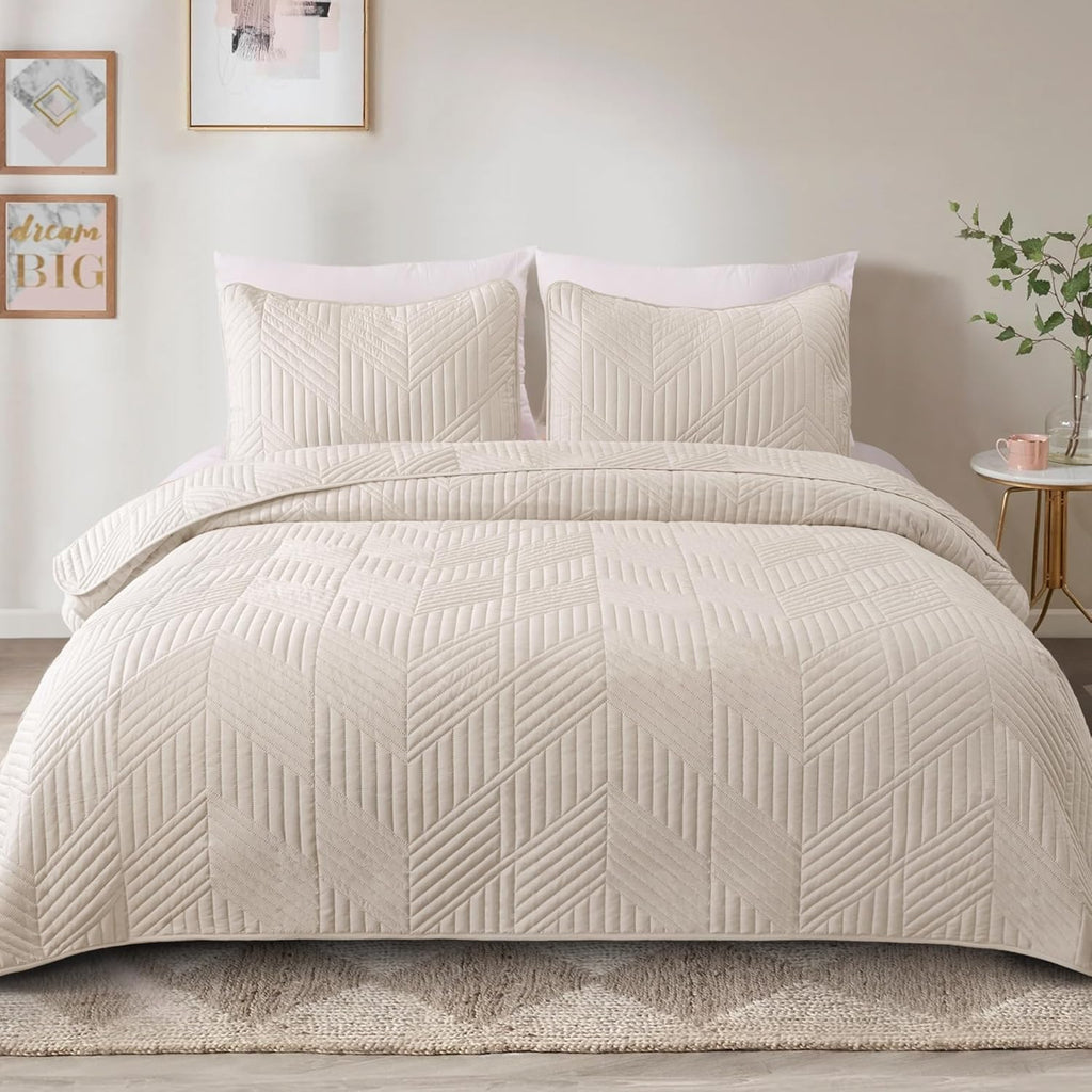 Ultrasonic Embossed Quilted Bedding Set – Full/Queen Size