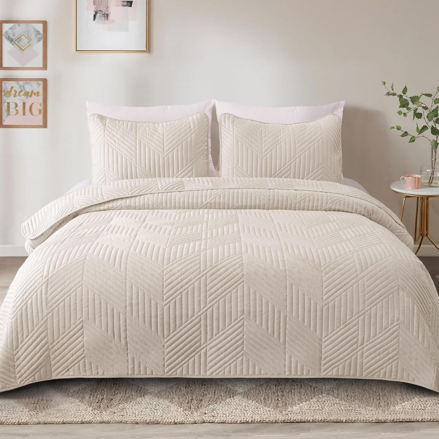 Ultrasonic Embossed Quilted Bedding Set – Full/Queen Size