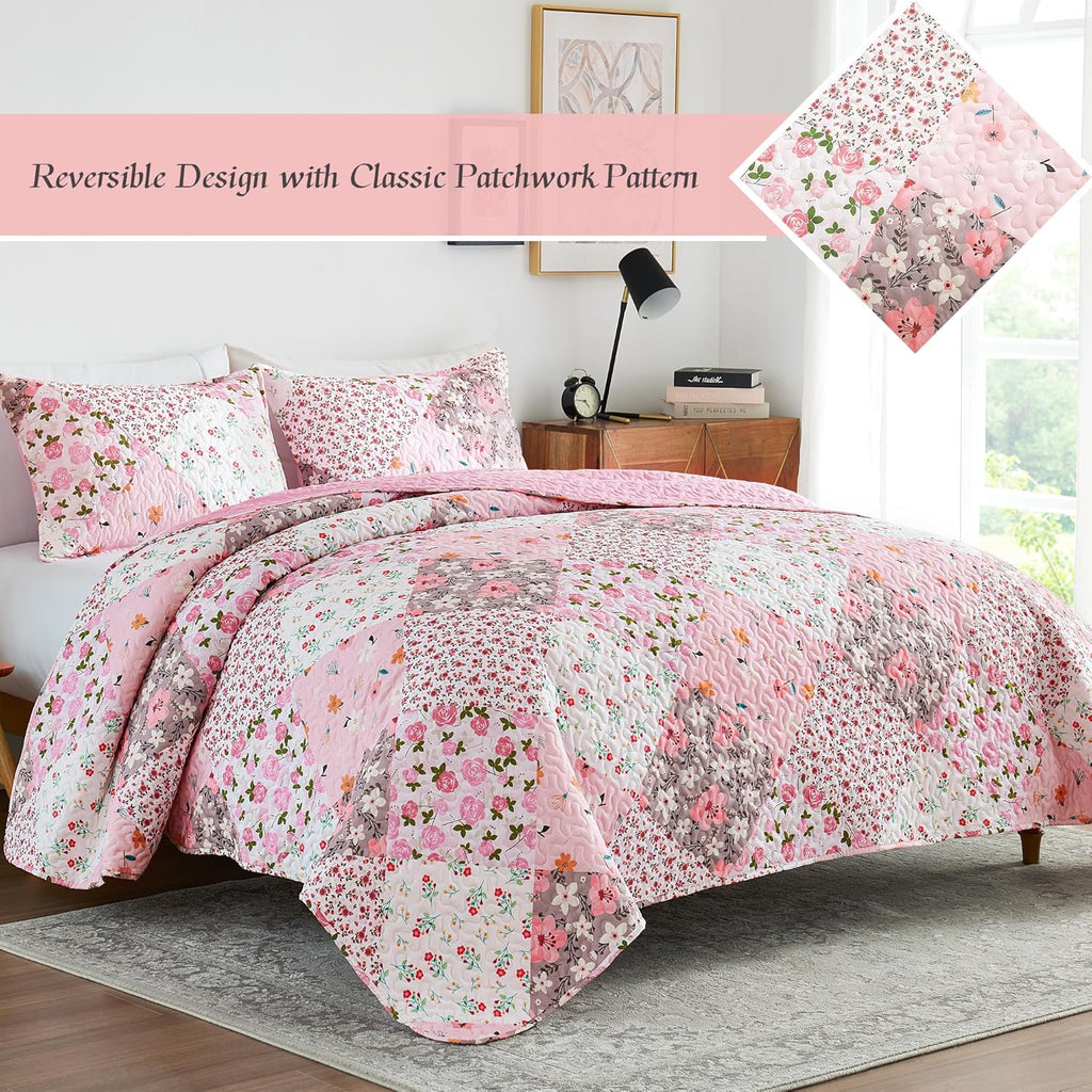 Bohemian floral patchwork quilt (Queen Size).