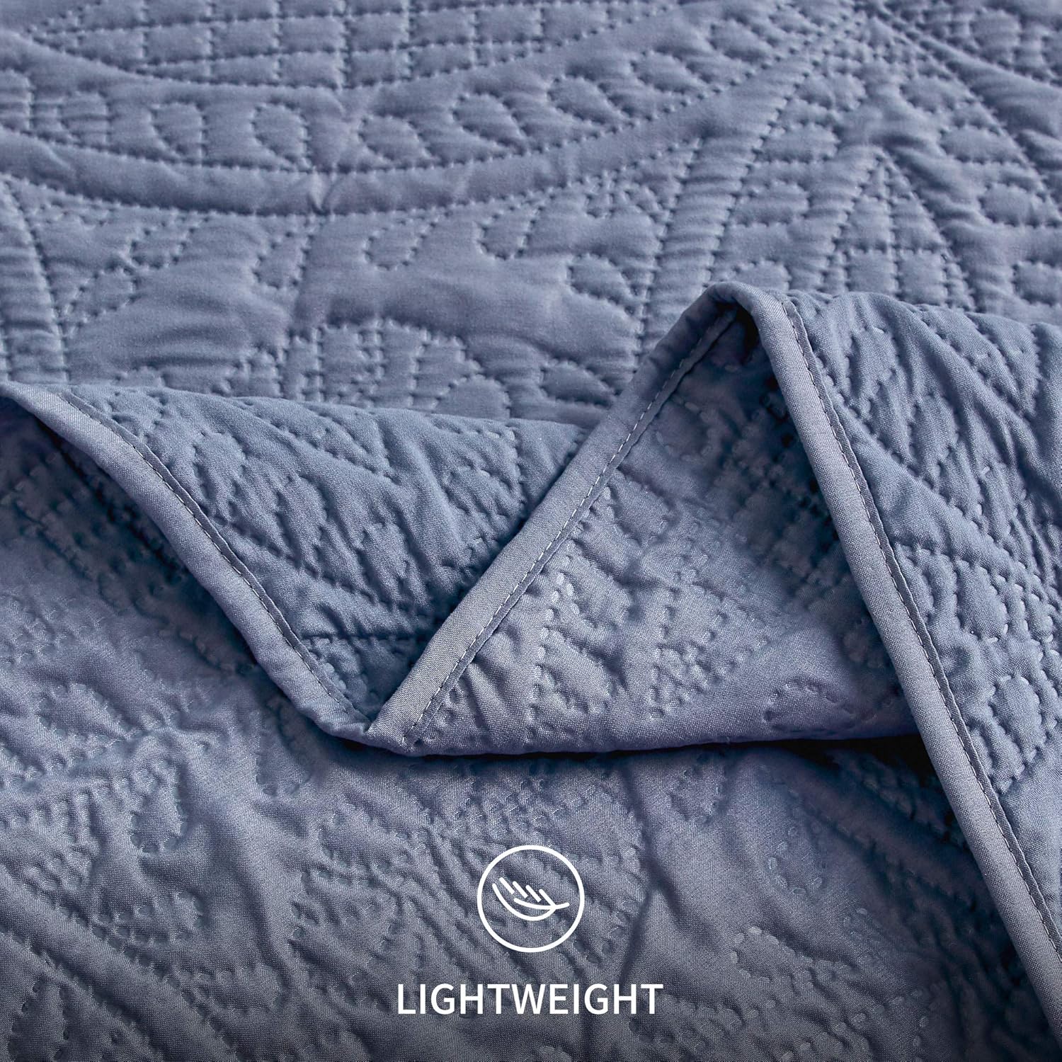 Blue Quilted Blanket (Fits Queen Size Bed) – Soft, Lightweight Summer Throw/Light Quilt