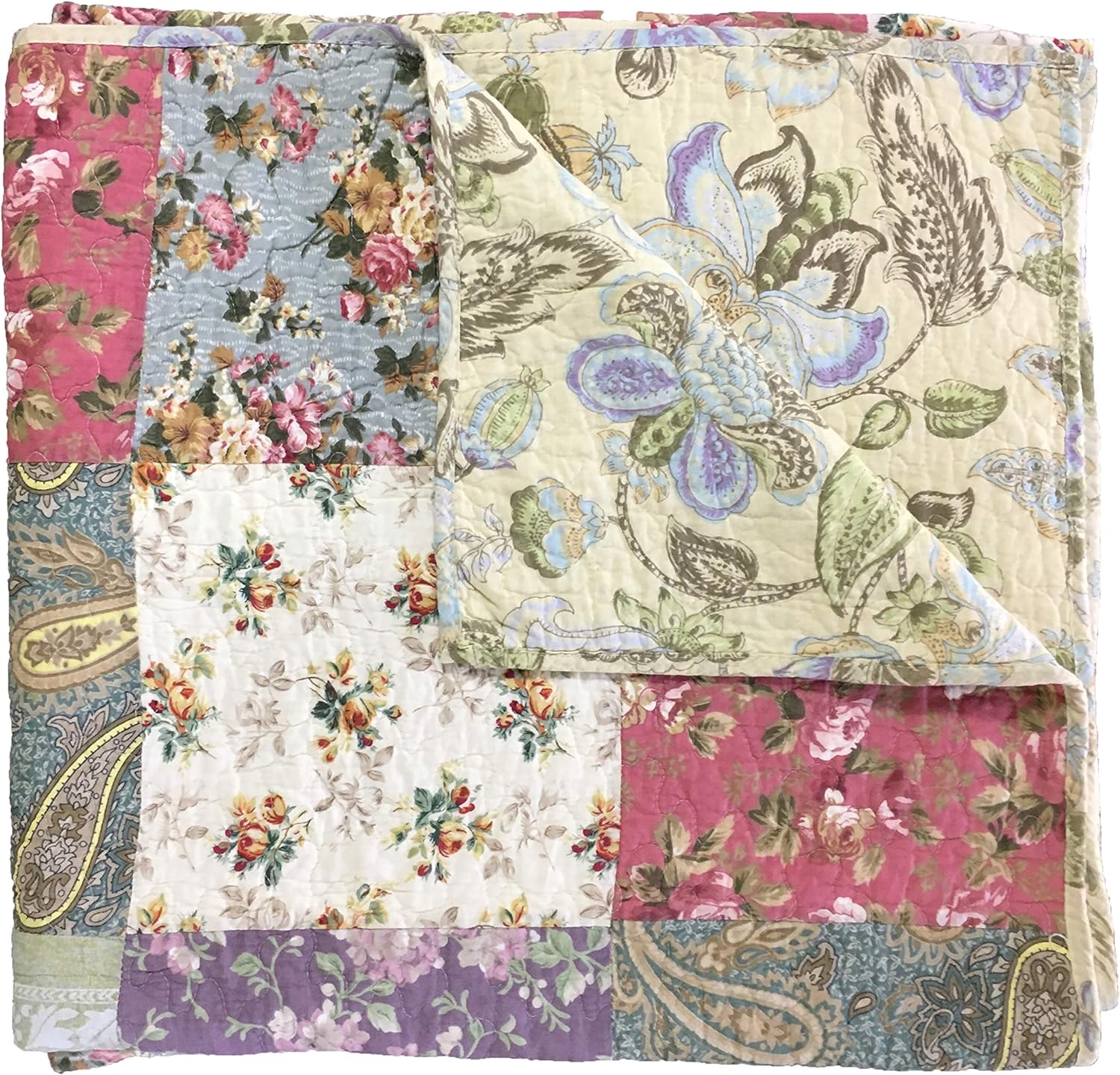 "Blooming Prairie" Series Quilted Patchwork Throw