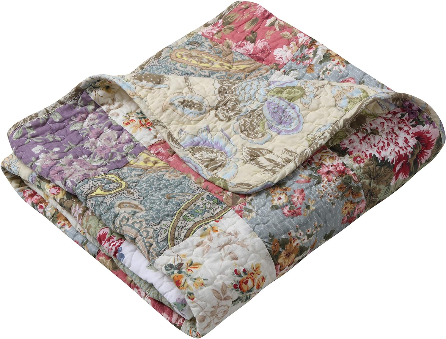 "Blooming Prairie" Series Quilted Patchwork Throw