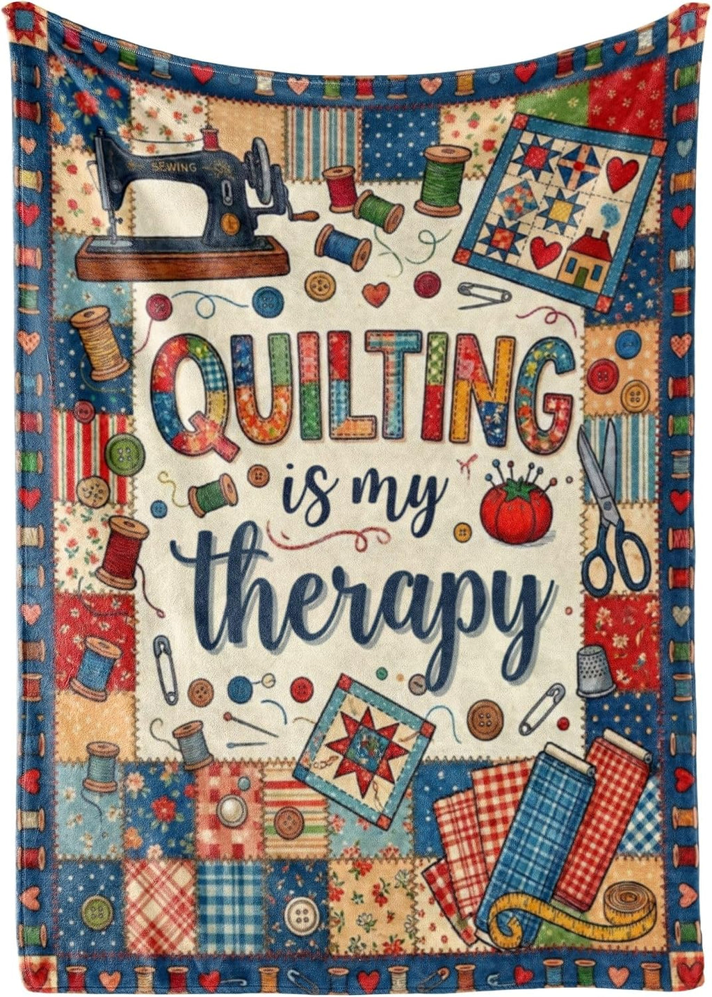 Quilting-themed throw blanket—a gift for quilting enthusiasts.