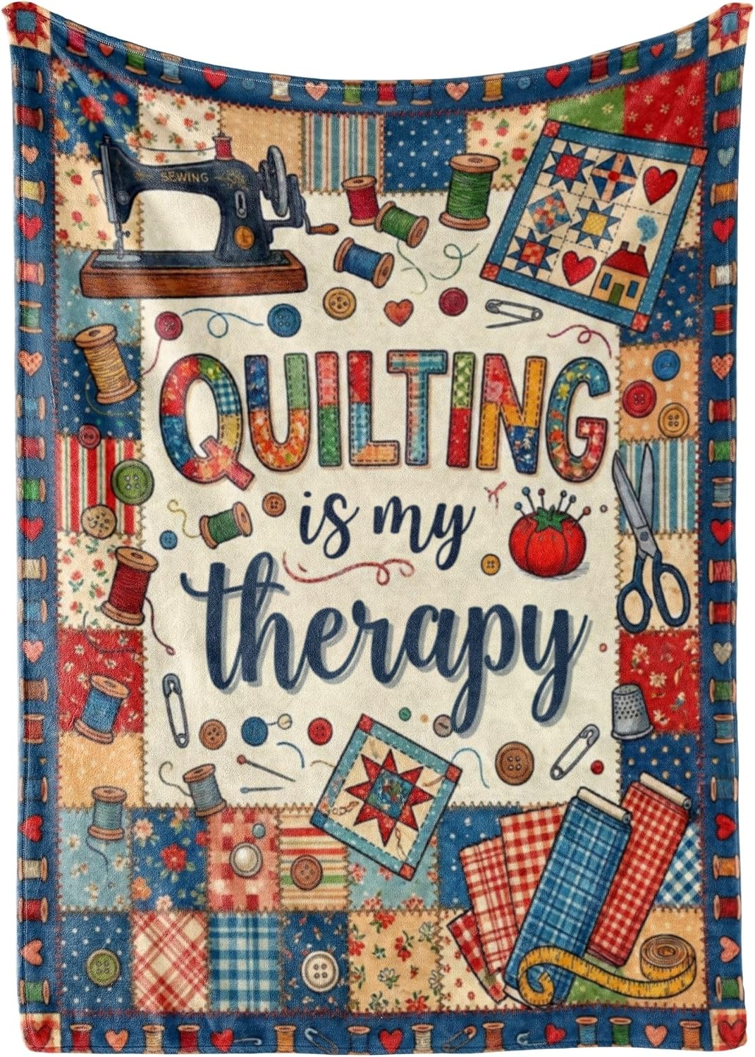Quilting-themed throw blanket—a gift for quilting enthusiasts.