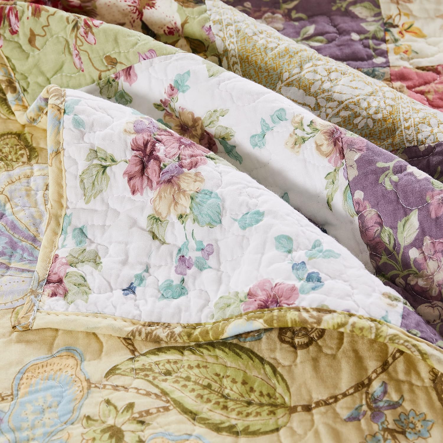 "Blooming Prairie" Series Quilted Patchwork Throw