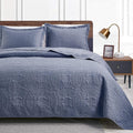 Blue Quilted Blanket (Fits Queen Size Bed) – Soft, Lightweight Summer Throw/Light Quilt